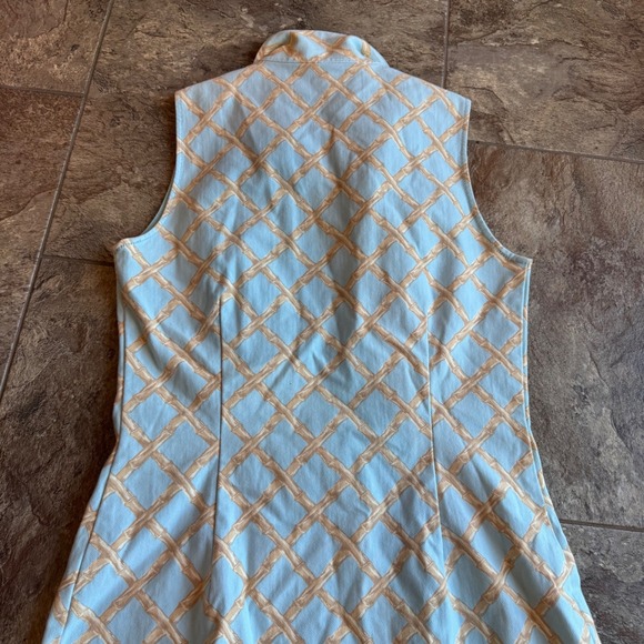 J. McLaughlin‎ Women's Sleeveless Blue Bamboo Lattice Print Collared Dress EUC M - Picture 7 of 9